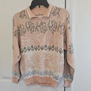 Gina Peters Pink and Gray Cowl Neck Sweater‎ Size M